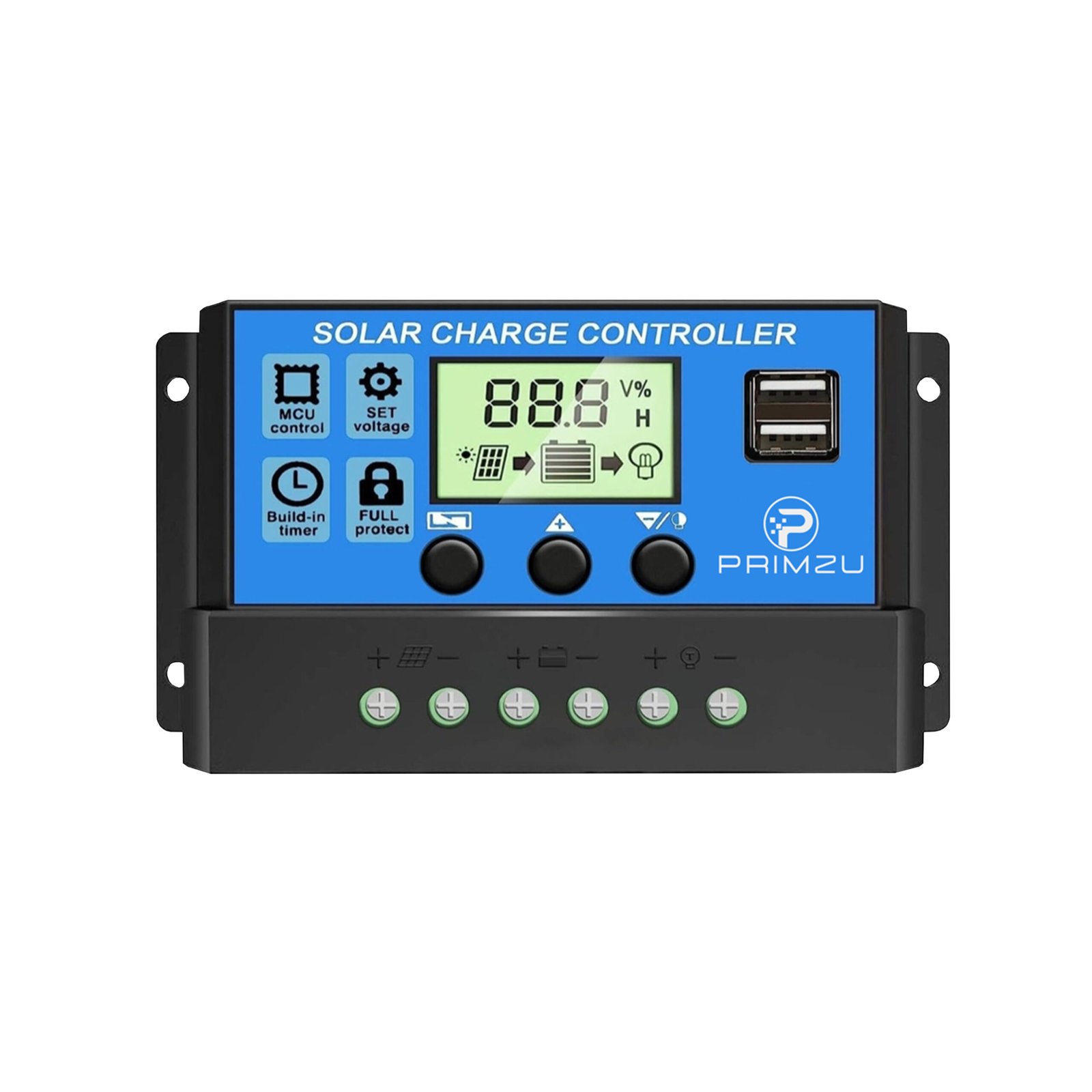 30A Solar Panel Battery Charge Controller 12V/24V LCD Regulator Auto Dual USB US